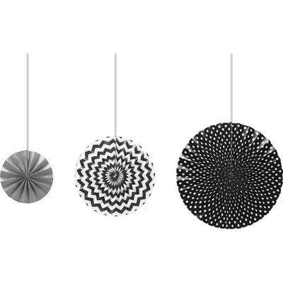 Black Paper Fans Set - 3pcs