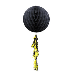  - Black Paper Honeycomb Balls with Tassel