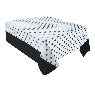Black Polka Dot Plastic Table Cover - 2