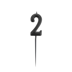 - Black Stick Numeral Candles No: 2