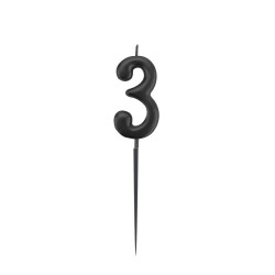  - Black Stick Numeral Candles No: 3