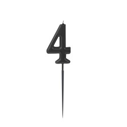  - Black Stick Numeral Candles No: 4