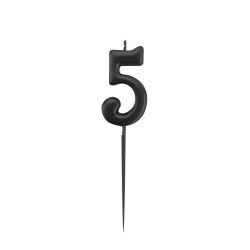  - Black Stick Numeral Candles No: 5