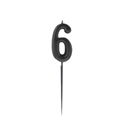  - Black Stick Numeral Candles No: 6