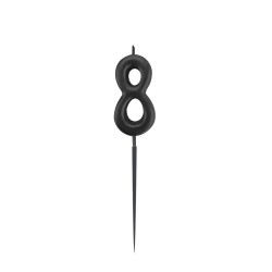  - Black Stick Numeral Candles No: 8