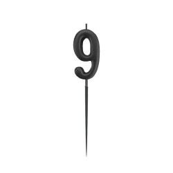  - Black Stick Numeral Candles No: 9