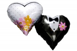 Gelin & Damat Desenli Kalp Folyo Balon 18