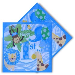  - Cheerful Animals Paper Napkins Blue