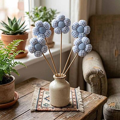 Blue Flower Stick Decoration Set of 5 - 1