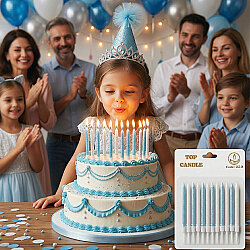 Blue Glitter Birthday Candle Set - Blue & White (12-Pack) - Kikajoy