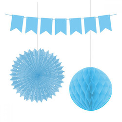 Blue Paper Decoration Set - 3pcs - 2