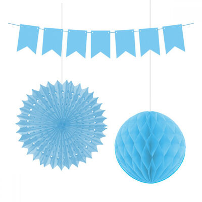 Blue Paper Decoration Set - 3pcs - 2