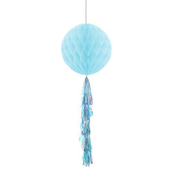  - Blue Paper Honeycomb Balls with Tassel