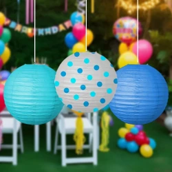 Blue Paper Lanterns - 3pcs - 1
