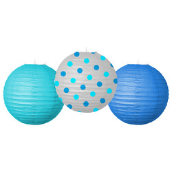  - Blue Paper Lanterns - 3pcs