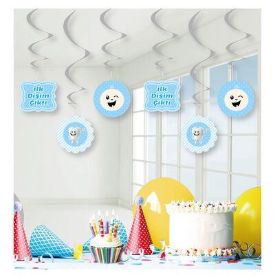 Blue Paper Swirl Decoration -First Tooth Party - 1