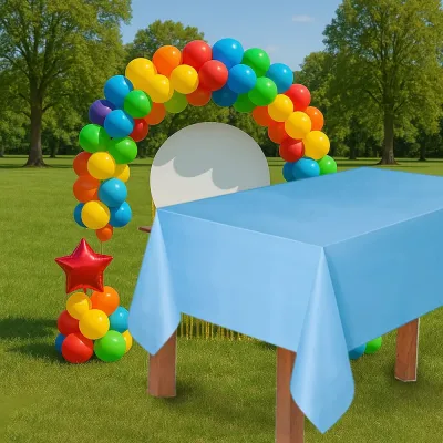 Blue Plastic Table Cover - 1