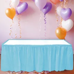 Blue Plastic Table Skirt - 1