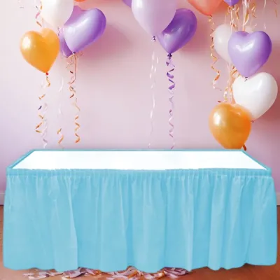 Blue Plastic Table Skirt - 1