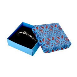 Blue Tulip Pattern Cotton-Filled Bracelet Box - Kika