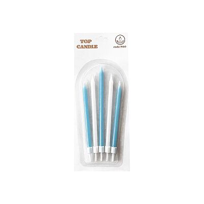 Blue & White Cake Candle Set - 2
