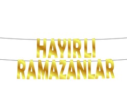 Hayırlı Ramazanlar Metalize Harf Banner - Thumbnail