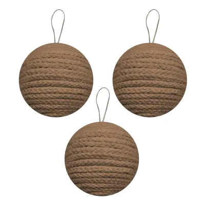 Brown Stripe Jute Ball Ornament - 2