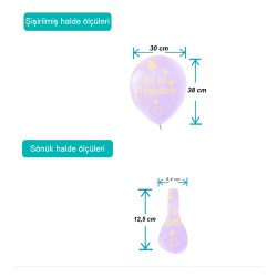 Çepeçevre Yıldızlı İyi ki Doğdun Baskılı Karışık Renk Makaron Balon 11