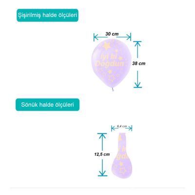 Çepeçevre Yıldızlı İyi ki Doğdun Baskılı Karışık Renk Makaron Balon 11