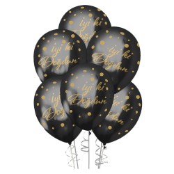Altın İyi Ki Doğdun Baskılı Siyah Krom Balon 12