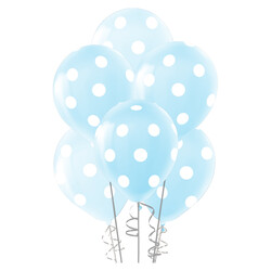 Kikajoy - Çepeçevre Beyaz Puantiyeli Açık Mavi Balon 12