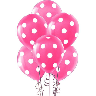 Çepeçevre Beyaz Puantiyeli Açık Pembe Balon 12