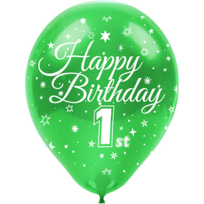 Happy Birthday 1 Yaş Baskılı Karışık Renk Balon 12