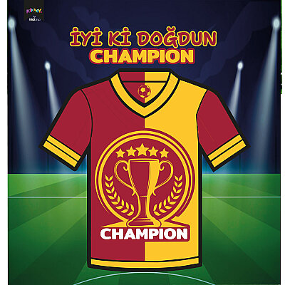 Champion Sarı Kırmızı İyi ki Doğdun Harf Afiş - 1