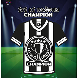 Champion Siyah Beyaz İyi ki Doğdun Harf Afiş - Kikajoy