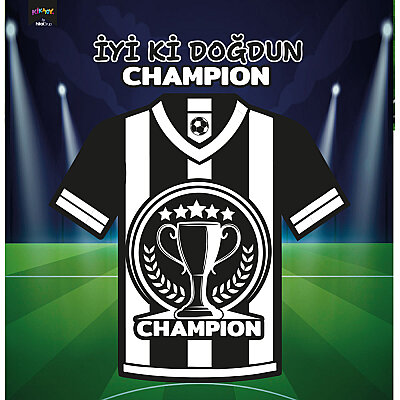 Champion Siyah Beyaz İyi ki Doğdun Harf Afiş - 1