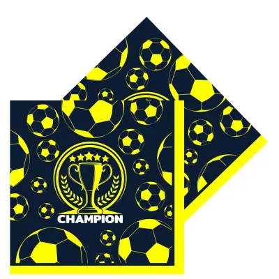 Champion Yellow Navy Blue Paper Napkins - 1