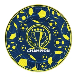 Champion Yellow Navy Blue Paper Plates - 2