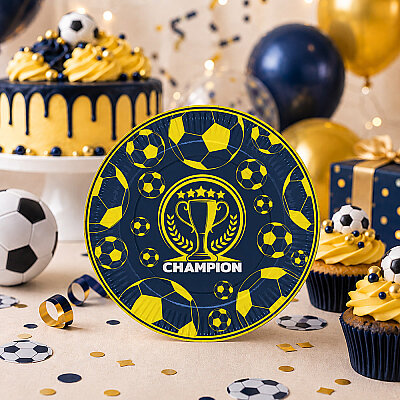 Champion Yellow Navy Blue Paper Plates - 1