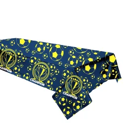 Champion Yellow Navy Blue Plastic Table Cover - Kikajoy (1)