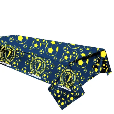 Champion Yellow Navy Blue Plastic Table Cover - 2