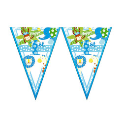 Kikajoy - Cheerful Animals Triangle Flag Banner Blue