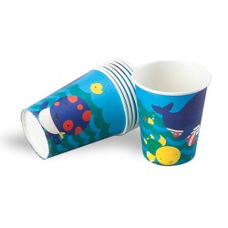 Cheerful Fishes Blue Paper Cups - Thumbnail