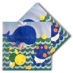  - Cheerful Fishes Paper Napkins Blue