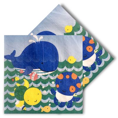 Cheerful Fishes Paper Napkins Blue