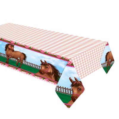 Cheerful Horse Plactic Table Cover