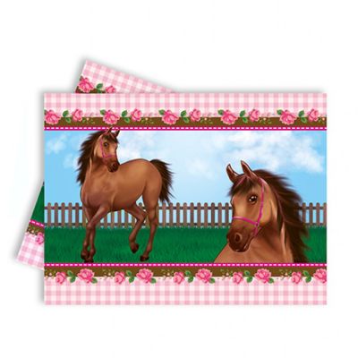 Cheerful Horse Plactic Table Cover