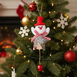 Christmas Bell Pendant Santa Claus Snowman Elk Bear Doll Xmas Tree Ornament - 1