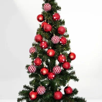 Red Christmas Ornaments Set - 24 pcs - 1