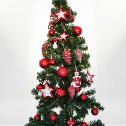 Red Christmas Ornaments Set - 24 pcs - 1